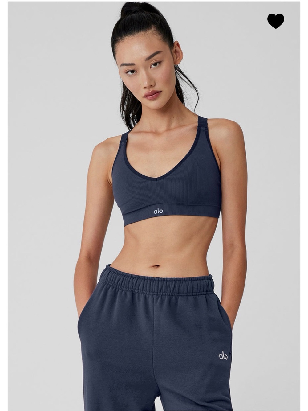 ALO Yoga Seamless Ribbed Favorite Bra - Navy